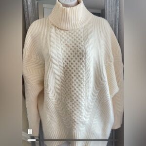 Express Cream Cable Knit Turtleneck Sweater